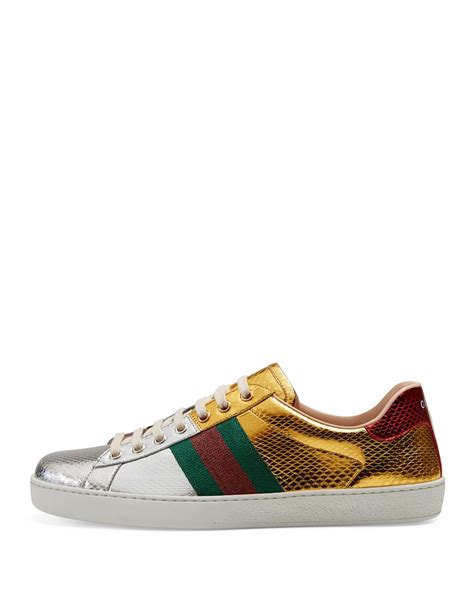 sneakers gucci snake|Gucci ace metallic snakeskin sneakers.